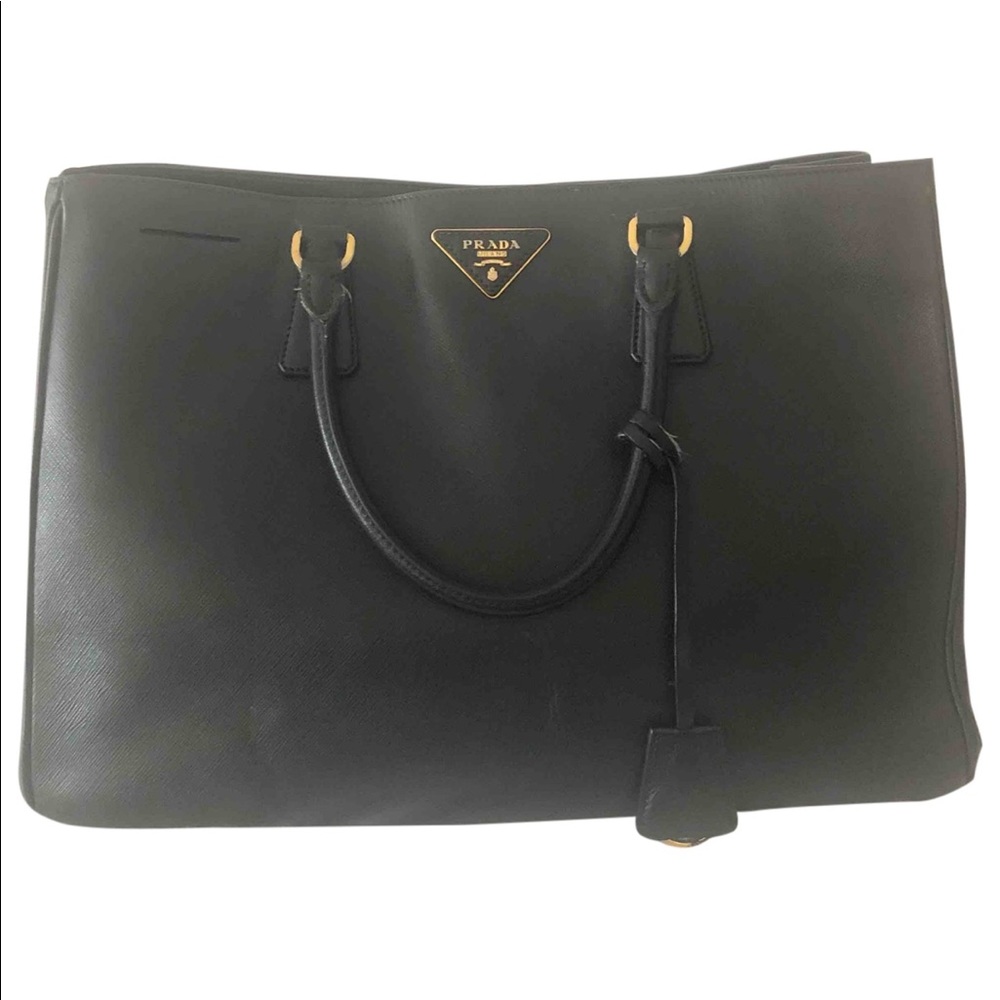 Prada Saffiano black leather tote